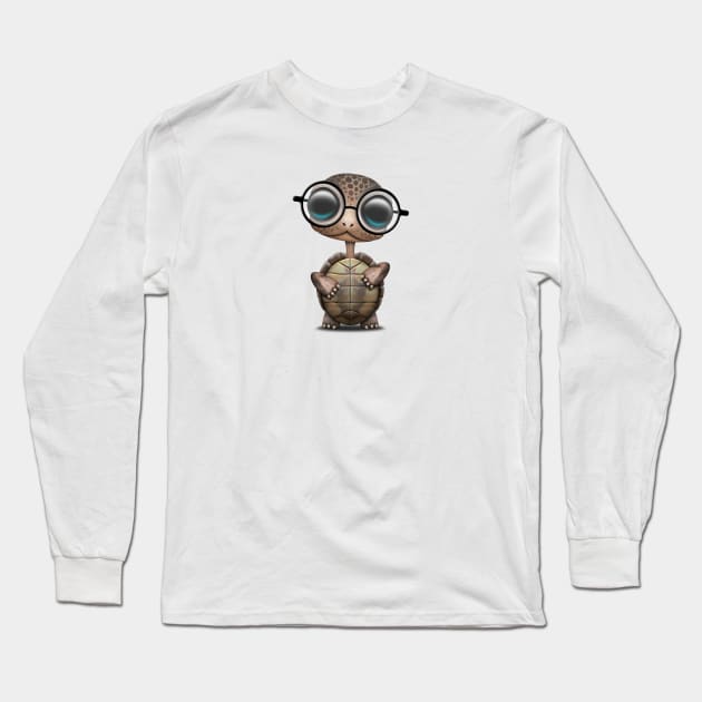 Cute Nerdy Turtle Wearing Glasses Long Sleeve T-Shirt by jeffbartels